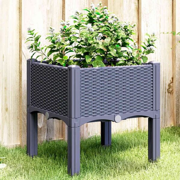 vidaXL Garden Planter Blue Grey Polypropylene 15.7 x 15.7 x 16.5 in