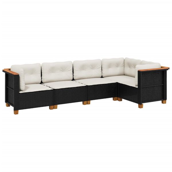 vidaXL Garden Sofa Set Black and Cream White