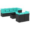 vidaXL 8 Piece Patio Sofa Set with Cushions Black Poly Rattan
