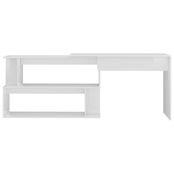 vidaXL Desk High gloss white Engineered wood Large Rotatable Desk