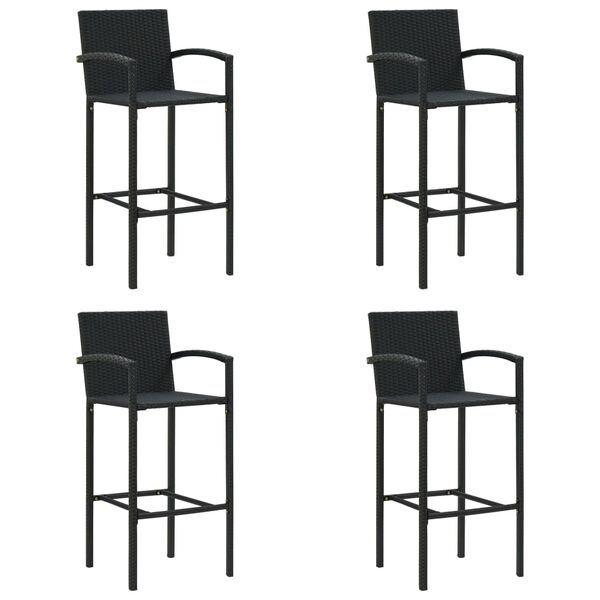 vidaXL Garden Bar Set Black PE rattan Medium Footrest Bar Table Set