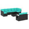vidaXL 10 Piece Patio Sofa Set with Cushions Black Poly Rattan