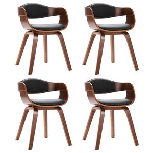 vidaXL Dining Chair Set of 4 Black Faux leather and bentwood