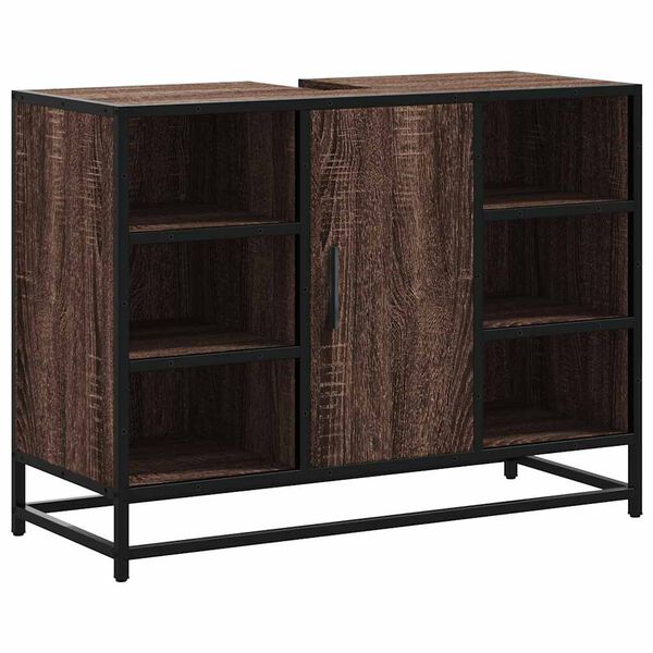 vidaXL Bathroom Sink Cabinet Brown Oak Engineered wood, metal
