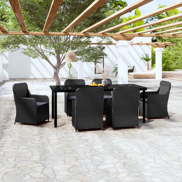 vidaXL Garden Dining Set Black and Dark Grey