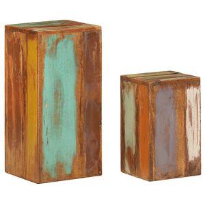 vidaXL Plant Stand Set of 2 Multicolored Solid Reclaimed Wood Large