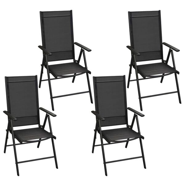 vidaXL Garden Dining Set Black Powder-coated aluminum, textilene, glass