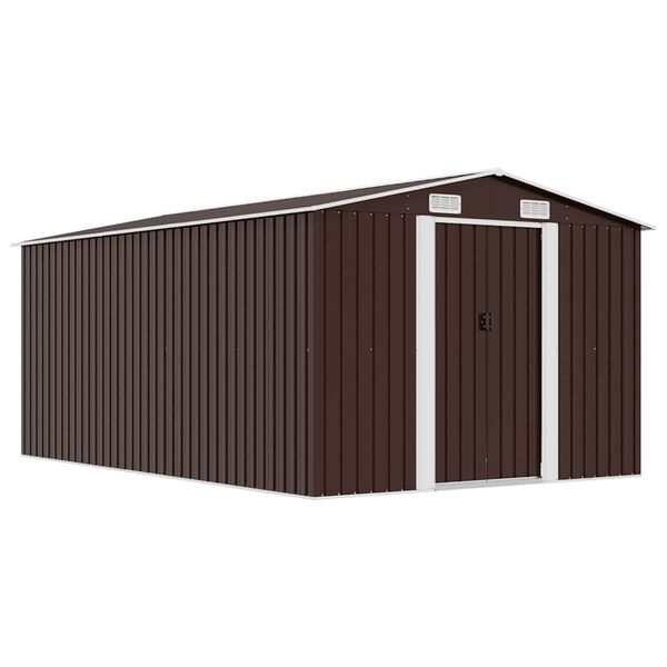 vidaXL Garden Shed Brown Galvanized steel Large Durable Garden Shed