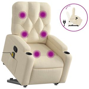 vidaXL Stand Up Massage Recliner Chair Cream