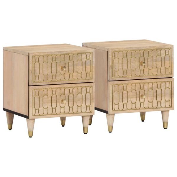 vidaXL Bedside Cabinet Set of 2 Bleach Natural