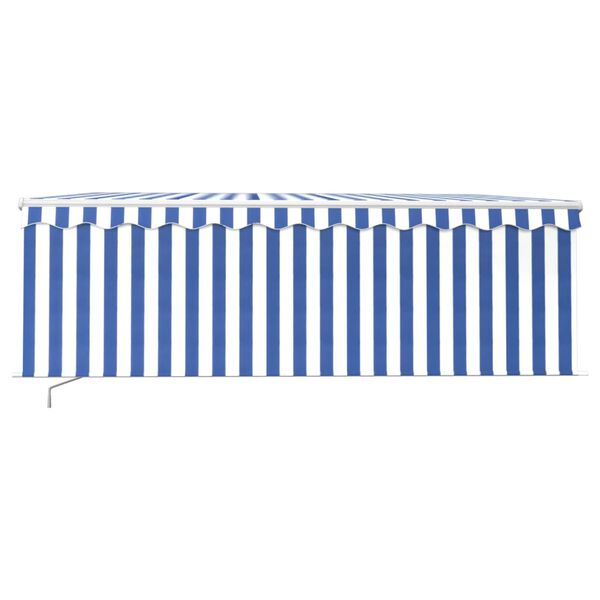 vidaXL Manual Retractable Awning with Blind 13.1'x9.8' Blue&White