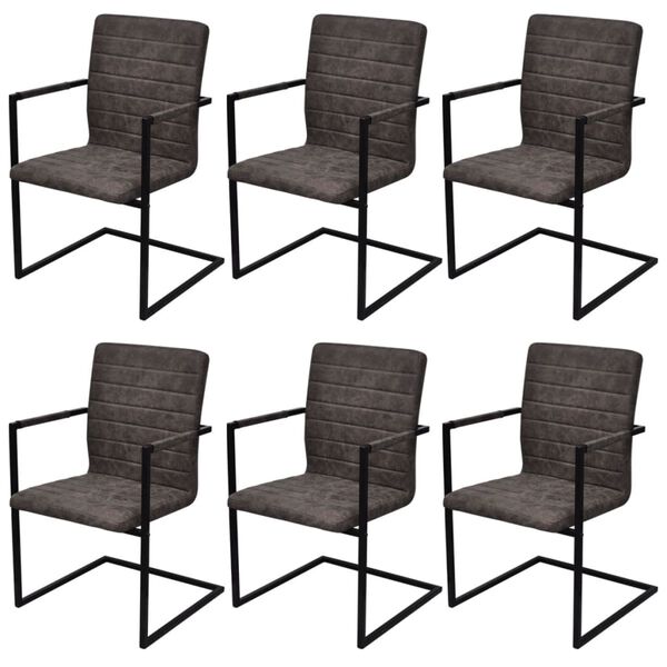 vidaXL Dining Chair Set of 6 Brown PU leather Standard Lightweight