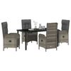 vidaXL Garden Dining Set with Cushion 5 pcs Grey Poly Rattan