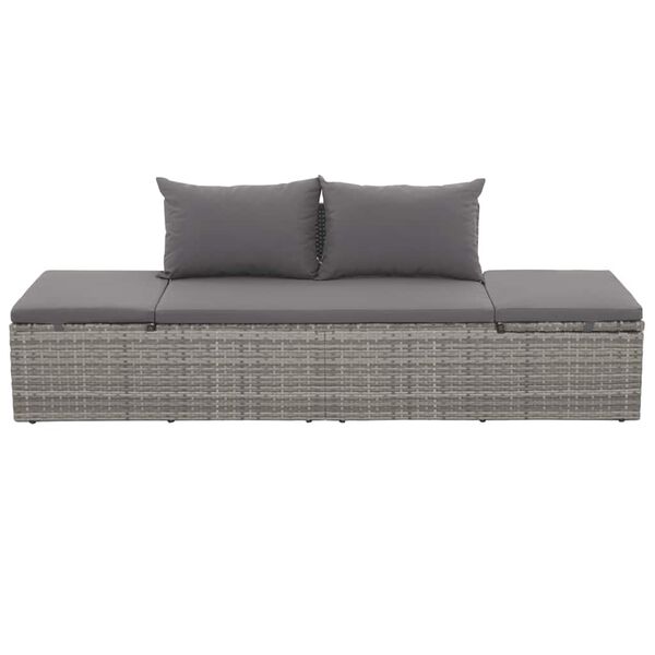 vidaXL Lounge Bed Gray and dark gray Polyethylene rattan
