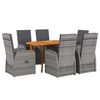 vidaXL Garden Dining Set 7 pcs Gray poly rattan