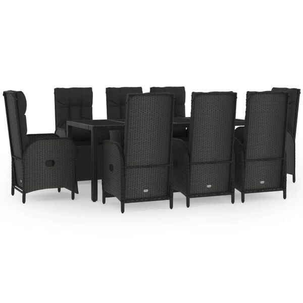 vidaXL Garden Dining Set Black