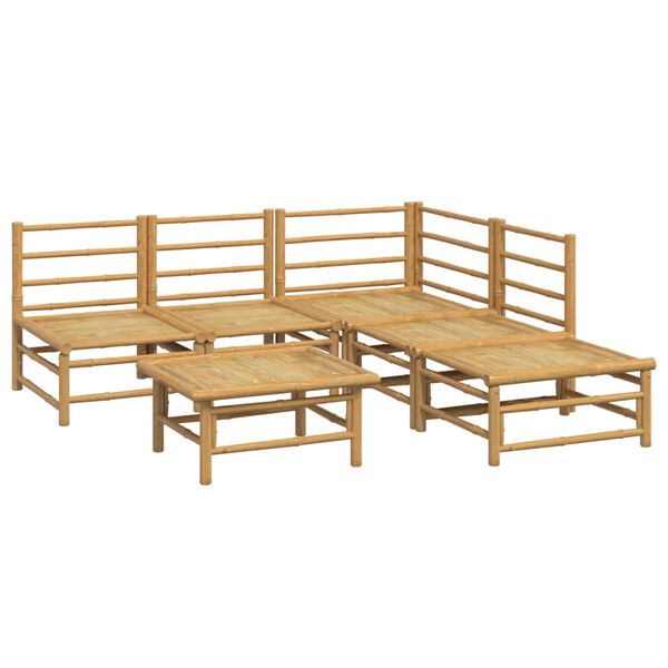 vidaXL Garden Lounge Set Light gray Bamboo, Fabric (100% polyester)