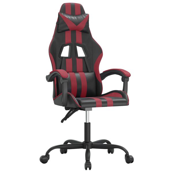 vidaXL Gaming Chair Black and Wine Red Faux Leather
