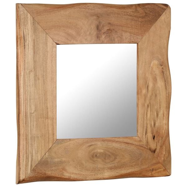 vidaXL Mirror Brown Solid acacia wood and glass 19.7x19.7in