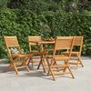 vidaXL Folding Garden Chair Set of 4 Teak Brown Solid Teak Wood Standard
