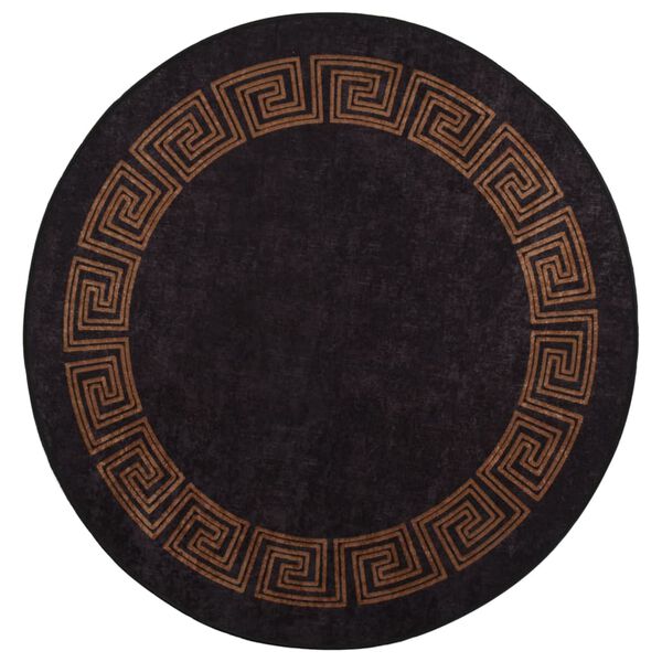 vidaXL Rug Black and Gold 100% Polyester Large Rug Round Modern
