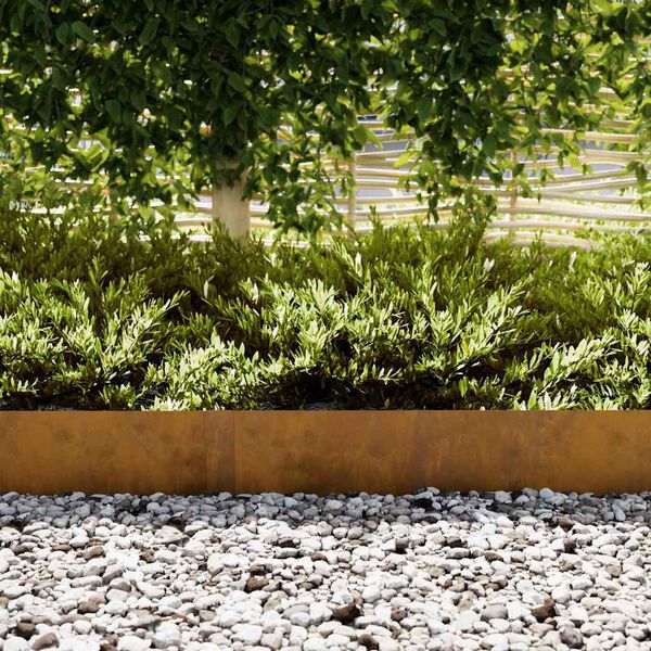 vidaXL Lawn Edging 30 pcs Brown 100 x 0.05 x 20 cm Weathering Steel