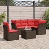 vidaXL 6 Piece Patio Sofa Set with Cushions Brown Poly Rattan