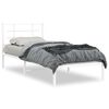 vidaXL Bed Frame White Powder-Coated Steel Twin Bed Frame Rectangular