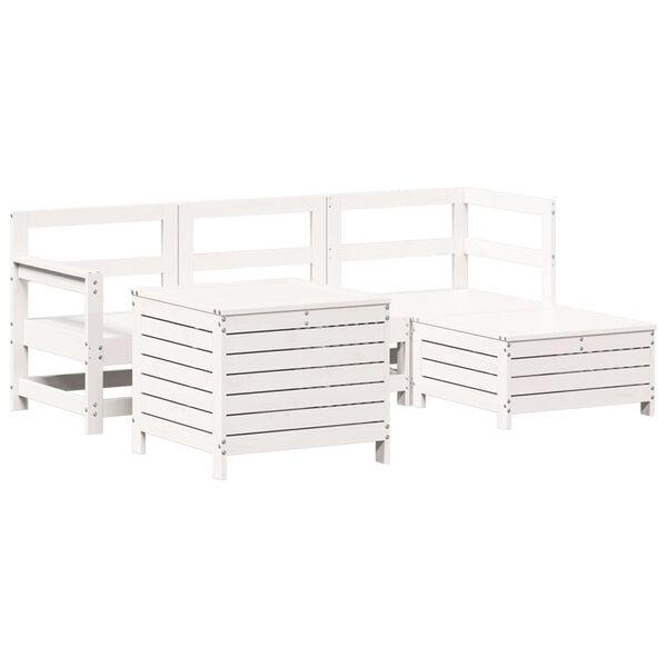 vidaXL Garden Sofa Set White Solid pine wood, Plywood Modular