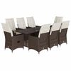 vidaXL 9 Piece Patio Dining Set with Cushions Brown Poly Rattan