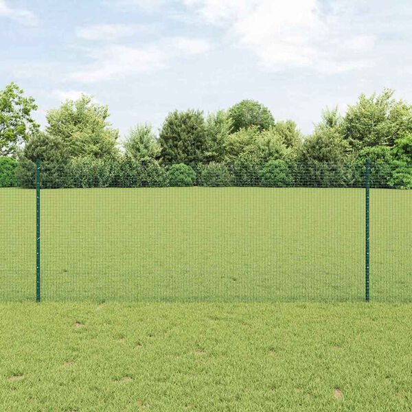 vidaXL Fence with Post Green 3.28 x 82.02 ft Steel