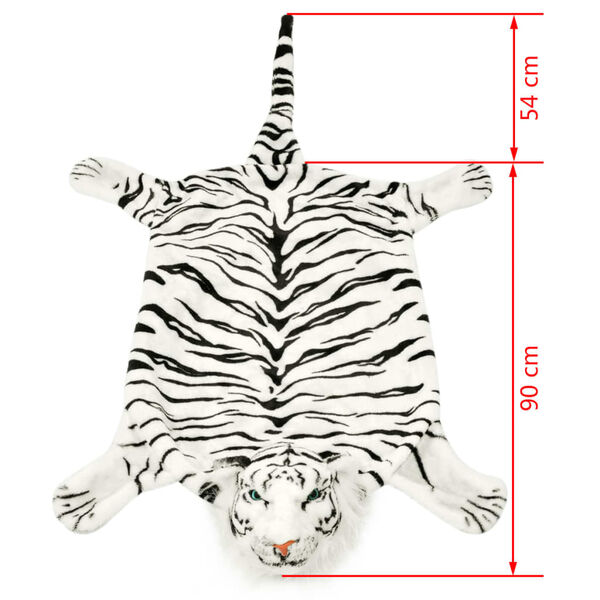 vidaXL Carpet White with tiger stripes Polyester, Foam 56.7 in Pattern