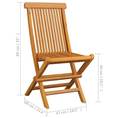 vidaXL Patio Chairs with Cream White Cushions 8 pcs Solid Teak Wood