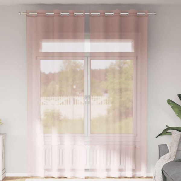 vidaXL Voile Curtains with Grommets 2 pcs Light Pink 55.1x118.1"