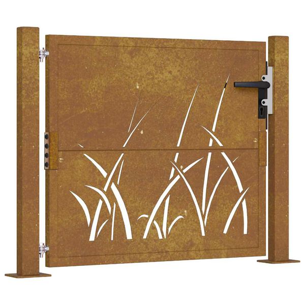 vidaXL Garden Gate 41.3x41.3" Corten Steel Grass Design