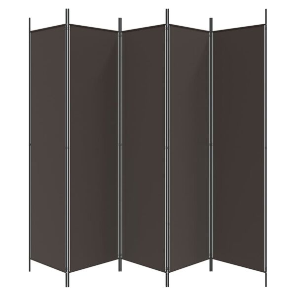vidaXL 5-Panel Room Divider Brown 98.4"x78.7" Fabric