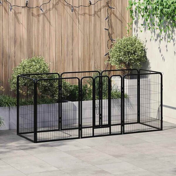 vidaXL Dog Playpen Black Powder-coated steel 31.5 x 39.4 in Durable