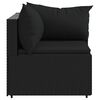 vidaXL Patio Corner Sofa Black PE Rattan, Powder-coated Steel, Polyester