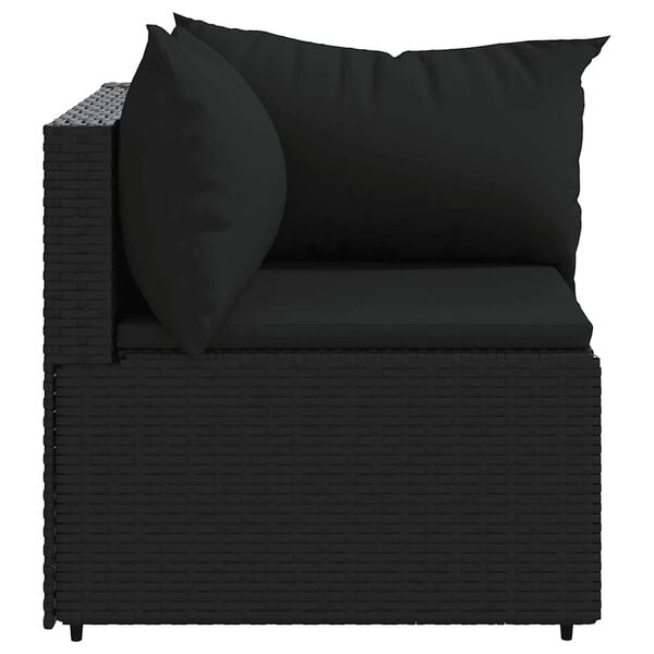 vidaXL Patio Corner Sofa Black PE Rattan, Powder-coated Steel, Polyester