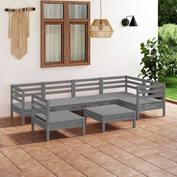 vidaXL Garden Lounge Set Grey Solid pinewood 7 Piece Set Modular