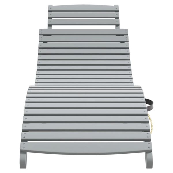 vidaXL Sun Lounger Grey Solid Acacia wood Standard Foldable