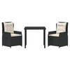 vidaXL Garden Dining Set 3 pcs Black poly rattan