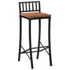 vidaXL Bar Chair Set of 2 Natural Wood and Black Solid Acacia wood, Iron