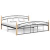 vidaXL Bed Frame Black and Natural Powder-coated metal, solid oak wood