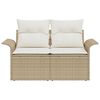 vidaXL Garden Sofa with Cushion Beige 141 x 62 x 69 cm poly rattan
