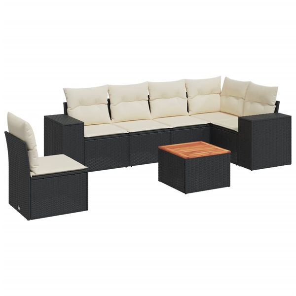 vidaXL Garden Sofa Set Black and Cream White