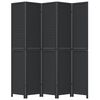 vidaXL Room Divider 5 Panels Black Solid Wood Paulownia
