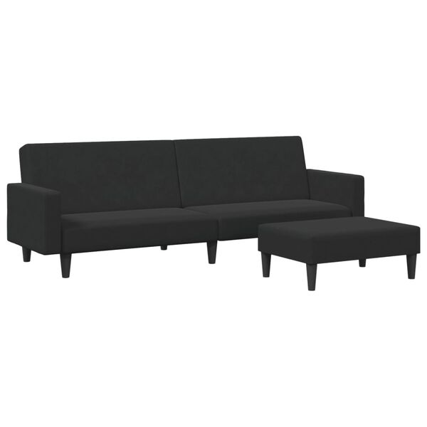 vidaXL Sofa Bed Black Velvet (100% polyester), wood, plastic