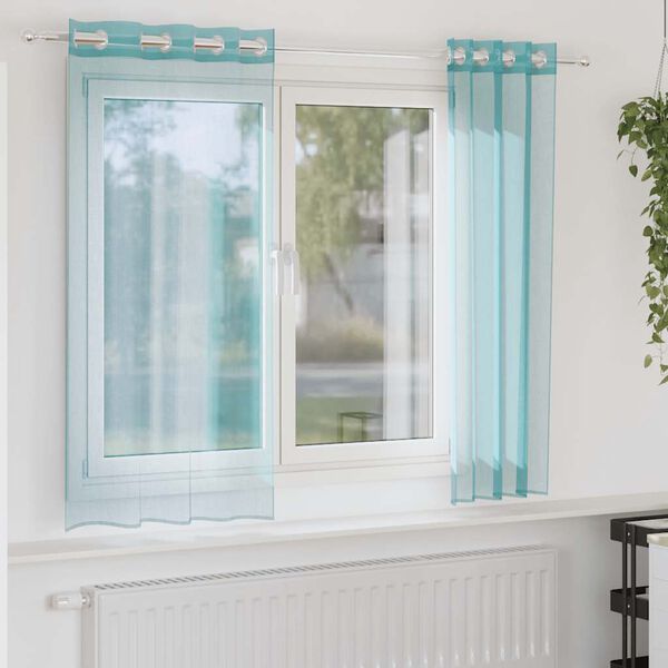 vidaXL Voile Curtains with Grommets 2 pcs Turquoise