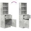 vidaXL Bedside Cabinet Concrete Grey Engineered Wood Extra Tall